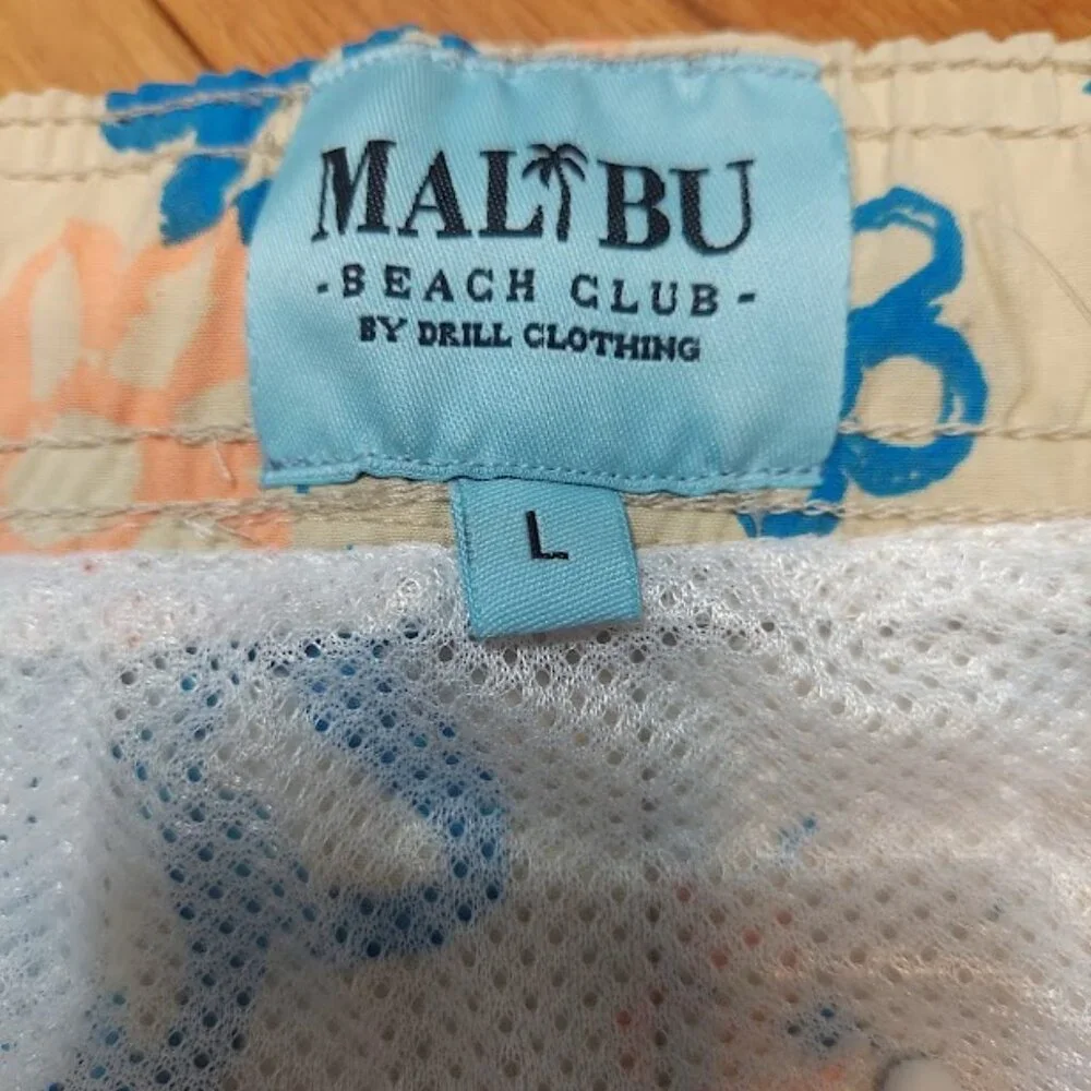 Malibu Beach‎ Club Tropical Swimwear Men's Size L Swim Trunks Sand Shorts New